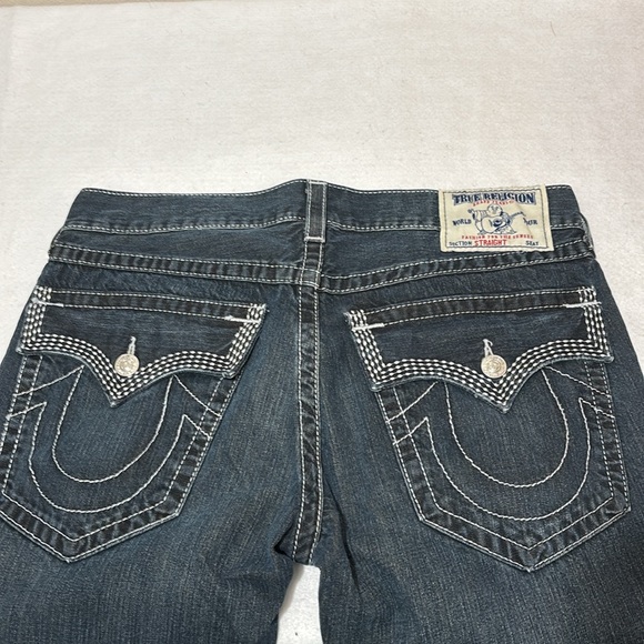 True Religion Classic Denim Straight Distressed Jeans style # MDE859Z05 - Picture 12 of 14